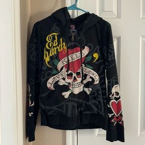 Gently used Ed Hardy zip up hoody